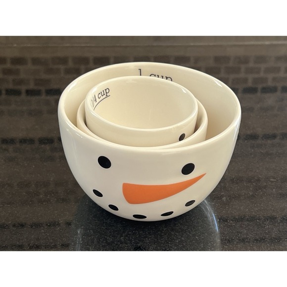 Snowman Measuring Cup‎ Set by Sur La Table Nesting Bowls Snowman Face Set of 3 - Picture 8 of 10